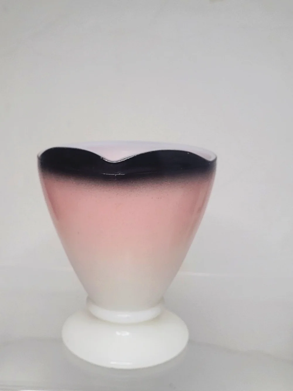 Vintage 1930s Hazel Atlas Ovide Platonite Milk Glass Pink to Black Ombre Creamer